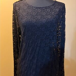 Lucky Brand Dark Lace Top Very Dark Navy
